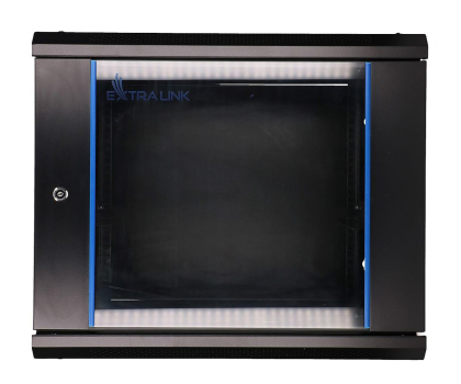 Szafa RACK Extralink Szafka wisząca rack 9U 600x600 czarna szklane drzwi EX.3968